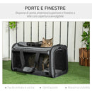 Trasportino per Cani e Gatti 4 in 1 Pieghevole 50x31x37 cm con Maniglia Telescopica Grigio