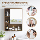 Armadietto con Specchio da Bagno con Mensole a Giorno 60x15x76cm Noce  