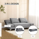 Divano Letto Matrimoniale 190x102x82 cm in Poliestere e Metallo Grigio