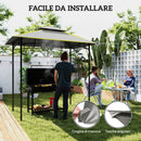 Copertura per Gazebo da Giardino 244x152 cm a 2 Livelli in Poliestere 160gsm Grigio Chiaro   