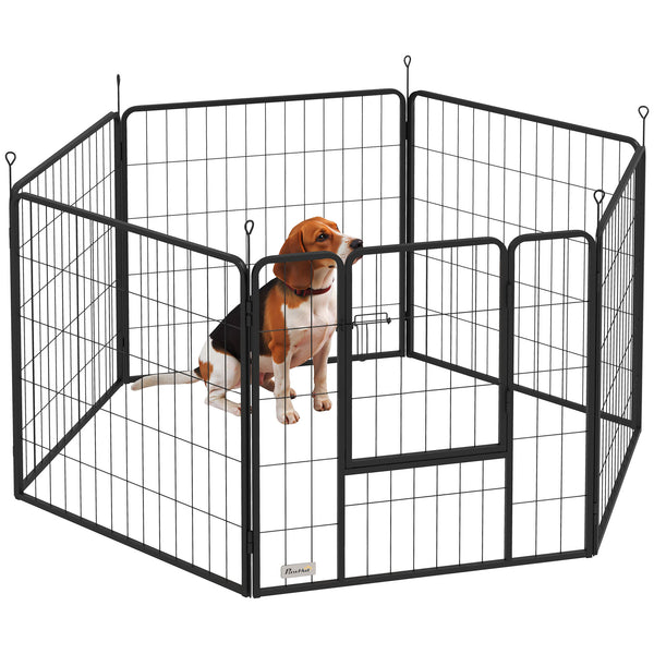 online Recinto per Cani a 6 Pannelli Modulabili da 80x1,5x80A cm con Porta di Ingresso in Acciaio Nero