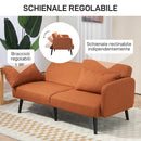 Divano Letto Singolo Clic Clac con Schienale Regolabile 170x83x80 cm in Tessuto effetto Lino Marrone  