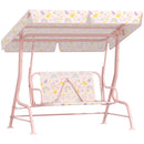 Dondolo per Bambini da Giardino a 2 Posti 112x75x120 cm a 2 Posti con Cinture di Sicurezza Rosa   