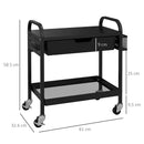 Carrello da Cucina con Cesto Cassetto Estraibile e 3 Ganci 61x32,6x58,5 cm in PP e Metallo Nero