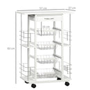 Carrello da Cucina con Ripiani e Cassetto Piano di Lavoro in Ceramica 57x37x83 cm   