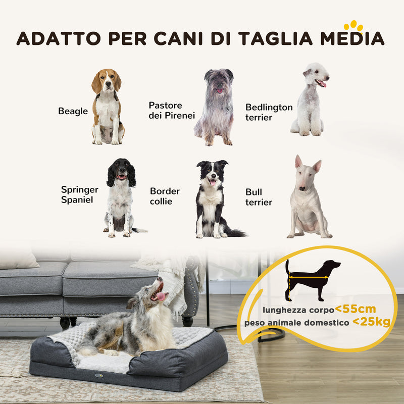 Cuccia Imbottita per Cani Taglia Media con Cuscino Rimovibile Lavabile 90x69x21cm Grigio Carbone 