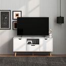 Mobile TV Max 50"" con Cassetto, Ripiano Aperto e Armadietti 110x40x50 cm Bianco e Legno  