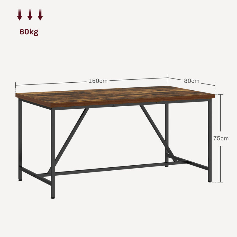 Tavolo da Pranzo Stile Industriale per 6 Persone 150x80x75 cm in Legno e Acciaio 