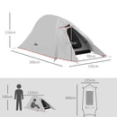 Tenda da Campeggio con Borsa da Trasporto 300x135x110 cm in Poliestere e Alluminio Grigio Chiaro