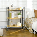 Carrello da Cucina 79x38x95 cm con Ruote in Truciolato e Acciaio