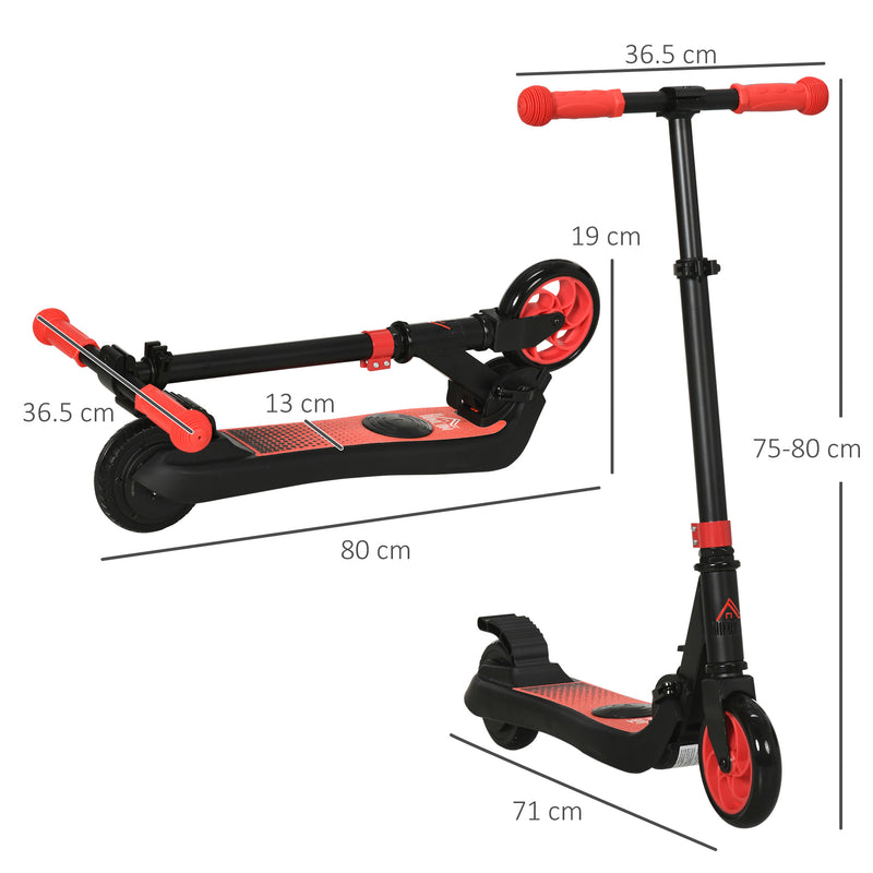 Monopattino Elettrico Pieghevole per Bambini Altezza Regolabile 75-80 cm Nero e Rosso  