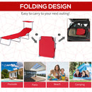 Lettino Prendisole da Giardino Pieghevole con Tettuccio Regolabile e Schienale Reclinabile a 4 Livelli   Rosso