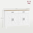 Credenza Stile Rustico con 2 Cassetti e 2 Armadietti 120x39,3x82,5 cm Bianco  