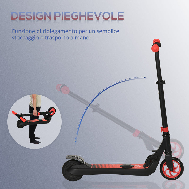 Monopattino Elettrico Pieghevole per Bambini Altezza Regolabile 75-80 cm Nero e Rosso  