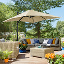 Ombrellone da Giardino Decentrato 245x245x248 cm in Alluminio Crema