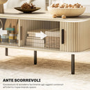 Tavolino da Soggiorno con Ante Scorrevoli 100x55x40 cm in Legno Canettato Rovere e Nero  