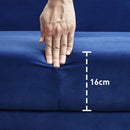 Divano Letto Singolo Clic Clac con Schienale Regolabile 215x83x87 cm in Tessuto Effetto Velluto con 2 Cuscini Blu 