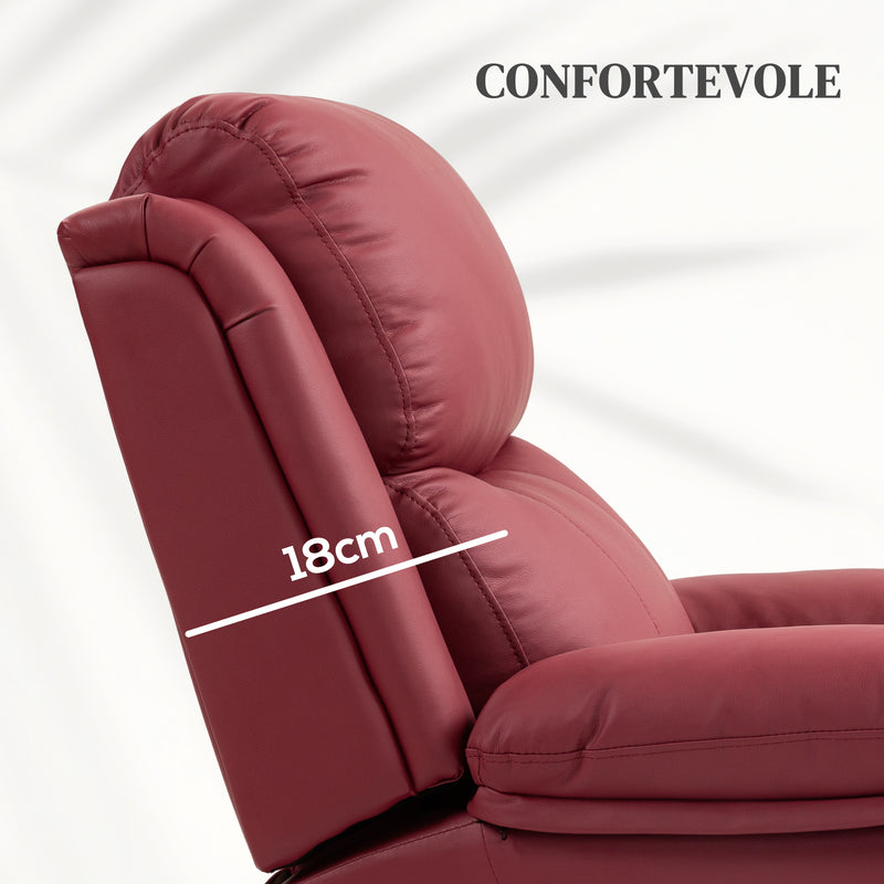 Poltrona Alzapersona Reclinabile con Poggiapiedi e Telecomando 76x90x105 cm Rosso  