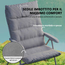 Sedia da Campeggio Pieghevole 66x58x105 cm Regolabile su 5 Livelli Grigio Chiaro   