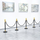 Colonnine Segnapercorso con Corda Vellutata Base Riempibile in Acciaio Inox Ø32x96 cm Nero e Oro 