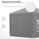 Gazebo da Giardino 3x3 m Pieghevole con 4 Pannelli Laterali in Acciaio e Tessuto Oxford Grigio Chiaro   