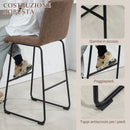 Set 2 Sgabelli da Bar con Poggiapiedi 44x50x109 cm in Pelle PU Marrone Scuro 