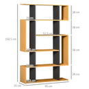 Libreria Moderna a 5 Livelli 13 Ripiani 95x25x150,5 cm in Truciolato Grigia e Color Legno
