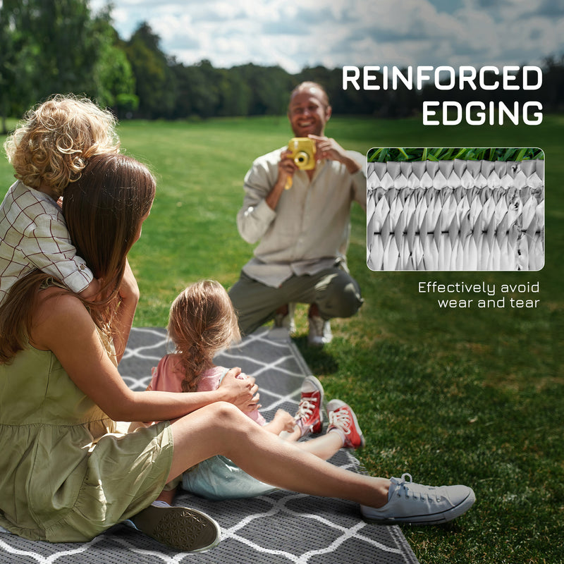 Tappeto per Esterno 182x274 cm Pieghevole e Reversibile  in Polipropilene Grigio e Bianco