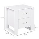 Comodino Moderno  con 2 Cassetti per Camera da Letto 48x39x54 cm in Legno Bianco