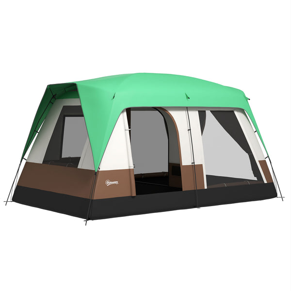 Tenda da Campeggio 4 Posti a Tunnel Impermeabile con Finestre a Rete 490x305x225 cm in Poliestere Verde prezzo