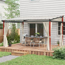 Pergola con Tende Laterali e Tetto Retrattile in PC 345x300x215-255 cm in Alluminio e Metallo Crema