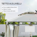 Gazebo da Giardino 397x297x265 cm con Tende Rimovibili e Struttura in Metallo Crema   