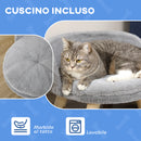 Divano per Cani e Gatti Rotondo con Cuscino in Tessuto di Peluche e Legno Ø40,5x33 cm Grigio
