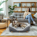 Cuccia Divano per Cani Taglia Media Grande fino 25kg 90x78x25cm Sfoderabile Grigio