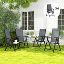 Set 4 Sedie da Giardino 56x69x106 cm Pieghevoli e Traspiranti in Acciaio e Poliestere Grigio  