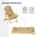 Sedia Pieghevole con Braccioli e Cuscino 71x89x96 cm in Legno di Faggio e Tessuto Marrone 