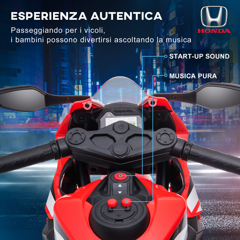 Moto Elettrica per Bambini con Licenza Honda CBR 1000RR 6V Velocità 3km/h Rosso  