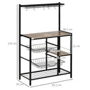 Mobile Cucina con 5 Ganci 3 Ripiani 4 Cestelli 83,5x39x133 cm in MDF e Acciaio Marrone