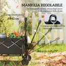 Carrello da Giardino 160L 95x55x102 cm Capacità 100 kg Pieghevole Nero  