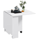 Tavolo Pieghevole Salvaspazio per 6 Persone con Ruote Bianco  