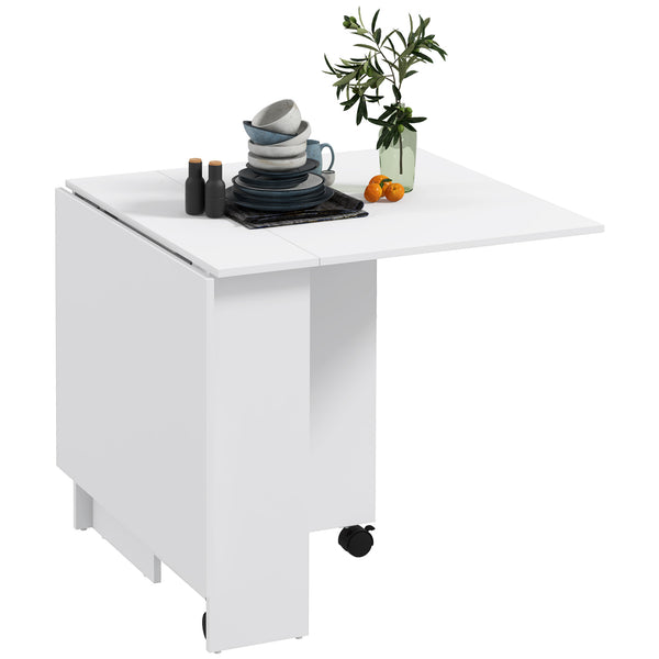 online Tavolo Pieghevole Salvaspazio per 6 Persone con Ruote Bianco