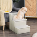 Scaletta per Cani e Gatti 3 Gradini Pieghevole e con Vano Contenitore 40x54x48 cm Bianco 
