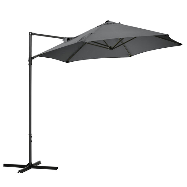 Ombrellone da Giardino Decentrato Ø256x245 cm in Acciaio e Poliestere Grigio Scuro sconto