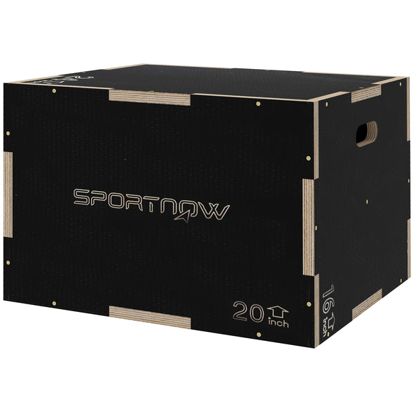 online Box Jump Pliometrico a 3 Altezze 61-51-41 cm in Legno Antiscivolo Nero