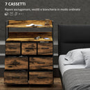 Cassettiera Stile Industriale con 7 Cassetti in Tessuto Rimovibili 79x29x101 cm Struttura in Legno e Acciaio Marrone e Nero   