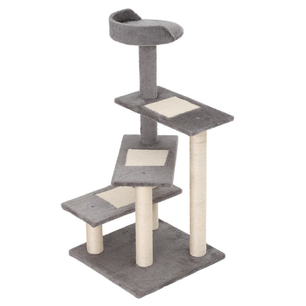 Albero Tiragraffi per Gatti 48,5x 48,5x100 cm con Lettino Pali in Sisal Rivestimento in Peluche Grigio online