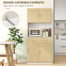 Credenza per Cucina con Armadietti a 2 Ante 80x40x180 cm Colore Legno  