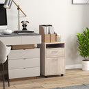 Cassettiera da Ufficio 2 Cassetti e Ripiano Portadocumenti 40x35x60 cm in Legno e Metallo Rovere