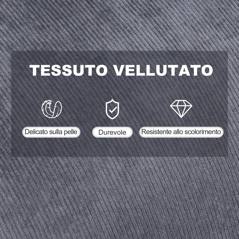 Poltrona Relax Reclinabile con Pouf Poggiapiedi in Velluto a Costine Grigio