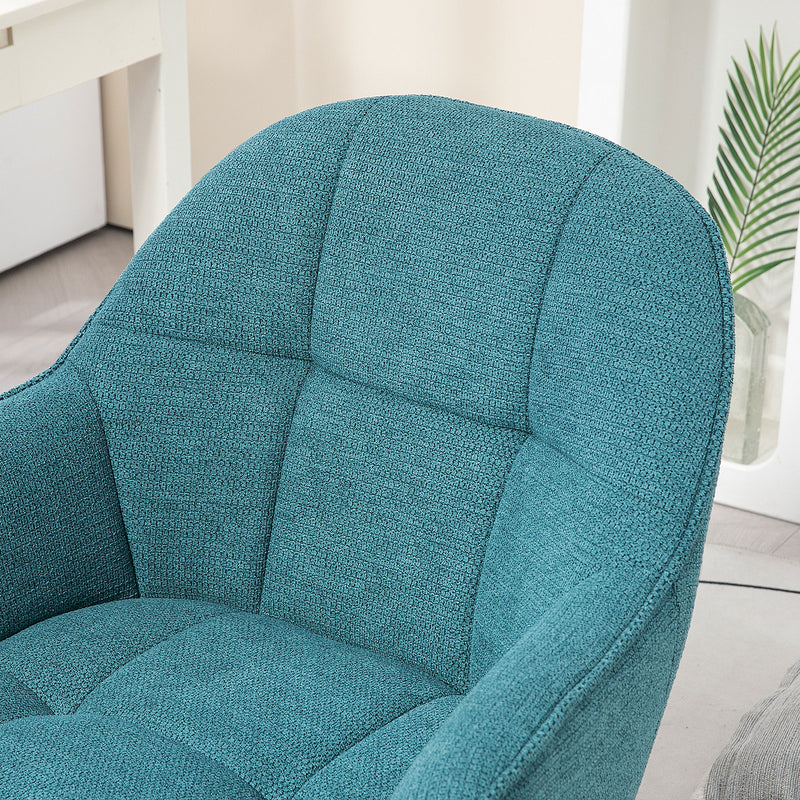 Sedia da Ufficio Girevole ad Altezza Regolabile 63x66x86-96 cm in Tessuto Effetto Lino e Acciaio Verde Scuro